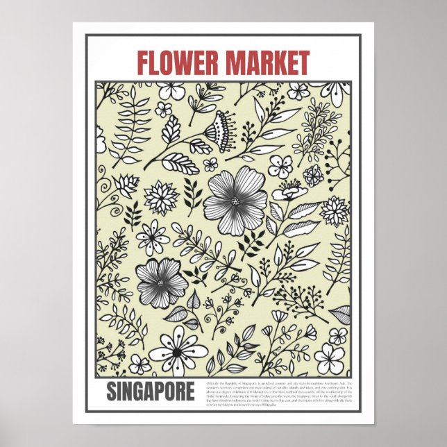 Poster Mercado de Flores do Sudeste Asiático Singapura (Frente)