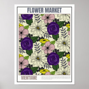 Poster Mercado de Flores do Sudeste Asiático Vientiane