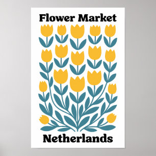 Poster Mercado de Flores Holanda Holanda Tulipa Amarela
