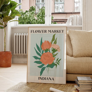 Poster Mercado de Flores Indiana Peach Peony Floral