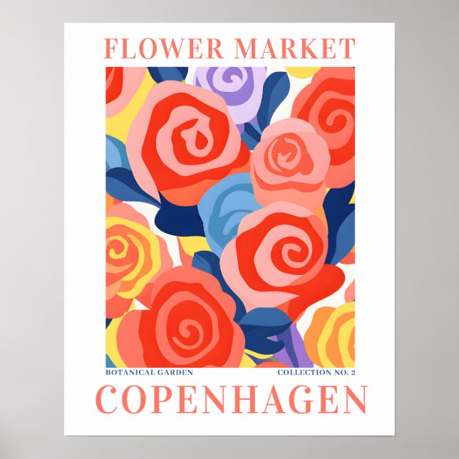 Poster Mercado de Flores Modernas Copenhaga Flores Botâni (Frente)
