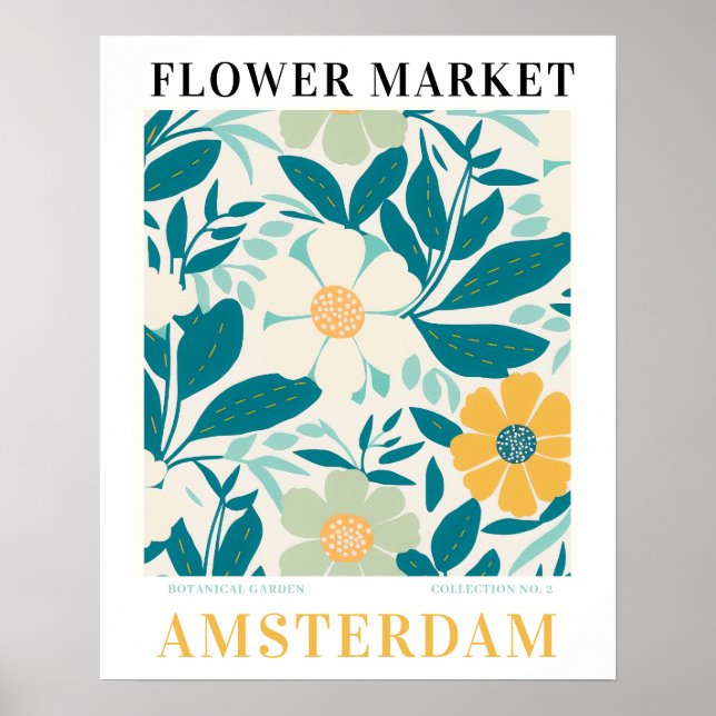 Poster Mercado de Flores Modernas em Amsterdã Flores botâ (Frente)