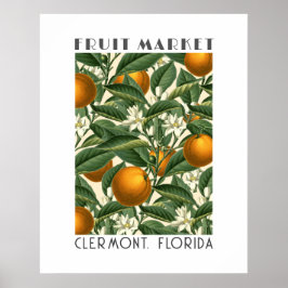 Poster Mercado de Fruta de Flores Laranja Retroorais
