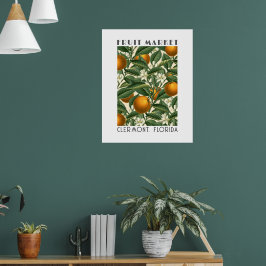 Poster Mercado de Fruta de Flores Laranja Retroorais