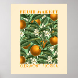 Poster Mercado de Fruta de Flores Laranja Retroorais