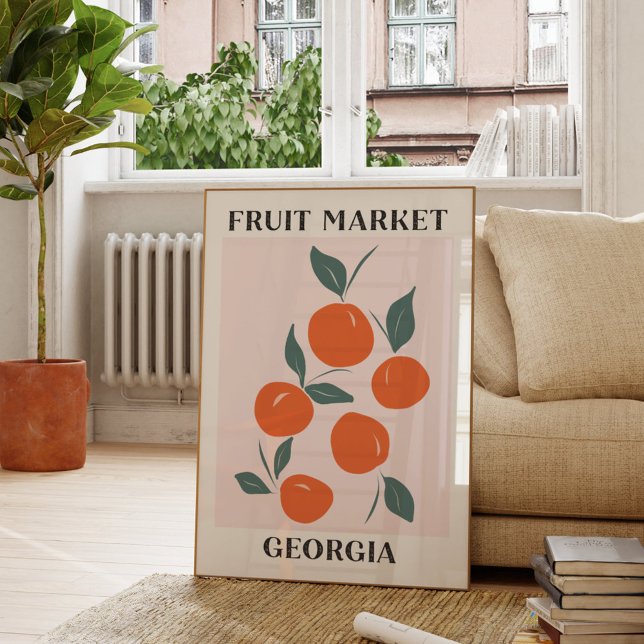 Poster Mercado de Frutas Geórgia Laranja Pêssego Comida (In situ Living room)