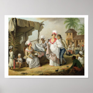 Pôster Mercado de linho, Roseau, Dominica, c.1780 (o óle