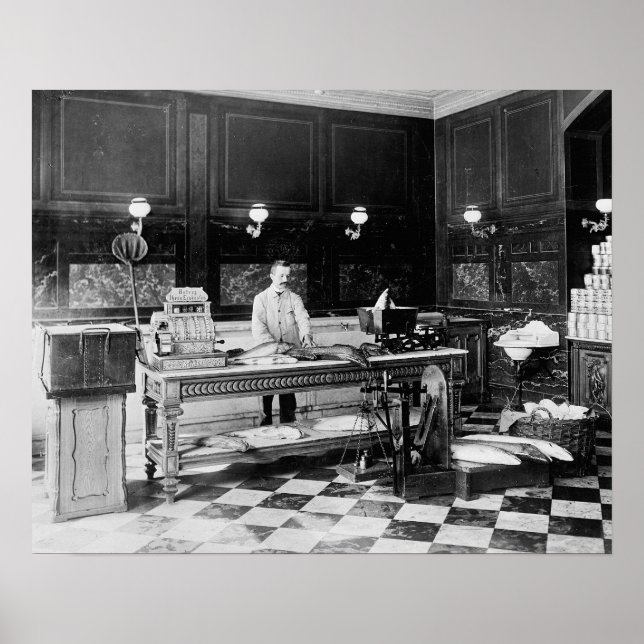 Pôster Mercado de peixe, 1895. Vintage Photo (Frente)