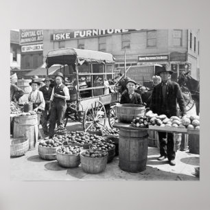 Pôster Mercado de Vegetais, 1908. Foto Antiga