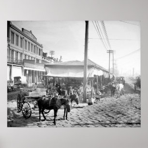 Pôster Mercado Francês em Nova Orleans, 1906. Foto Antiga