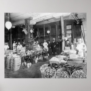 Pôster Mercado selvagem do jogo & do marisco, 1895. Foto