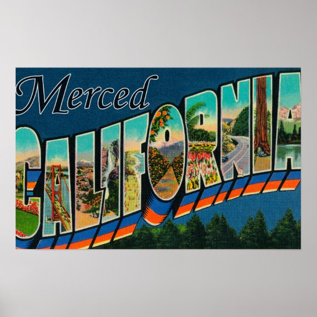 Poster Merced, Califórnia - Cenas com Letras Grandes (Frente)