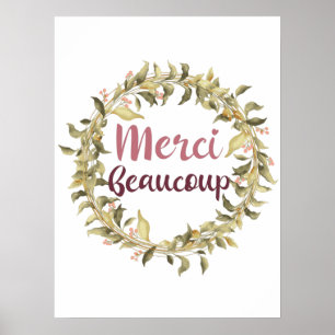 Poster Merci Beaucoup Obrigado Francês