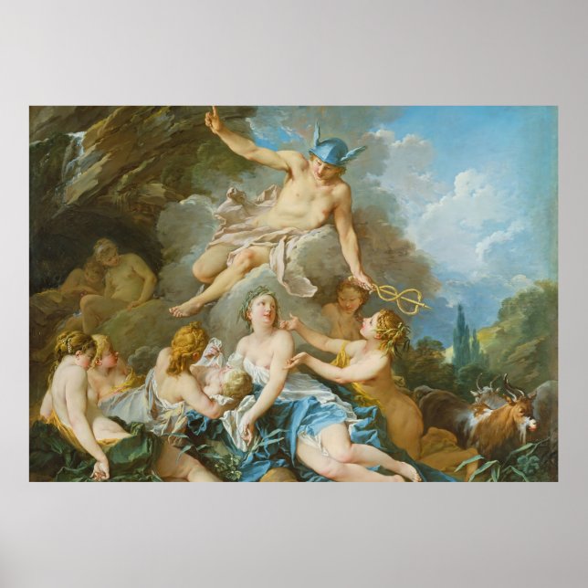 Poster Mercúrio confiando a criança Baccus às Ninfas (Frente)