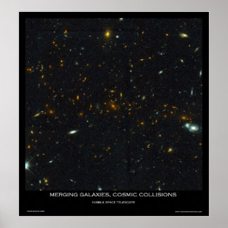 Poster Merging Galaxies, Cosmic Collisions