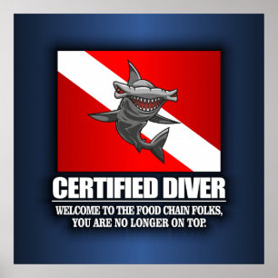 Pôster Mergulhador certificado (cadeia alimentar)