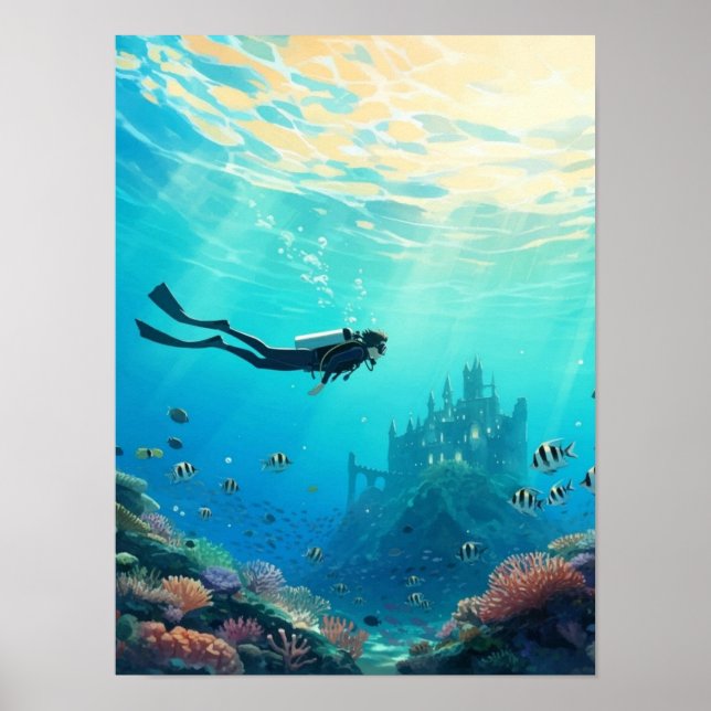 Poster Mergulhador encontra um castelo (Frente)