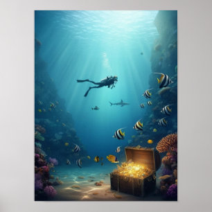 Poster Mergulhador encontra um tesouro