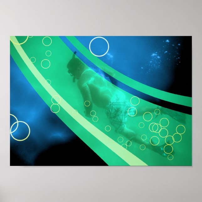 Pôster mergulhador retromarinho (Frente)