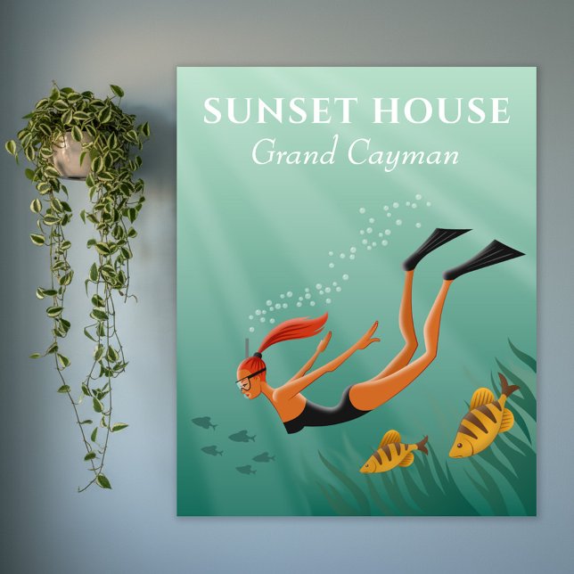 Poster Mergulhando Garota Snorkeling Peixes Submarinos Ra (Criador carregado)