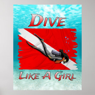 Poster Mergulhe Como Uma Garota SCUBA