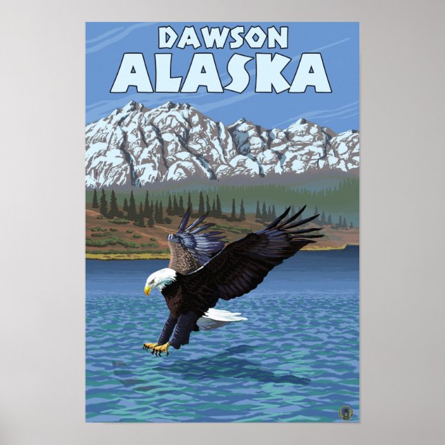 Poster Mergulho Bald Eagle - Dawson, Alaska (Frente)