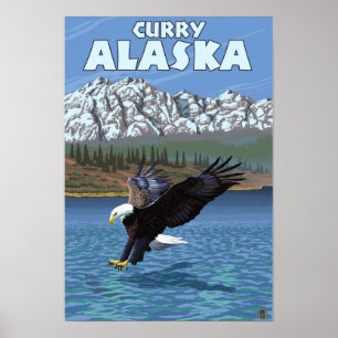 Poster Mergulho da águia americana - caril, Alaska