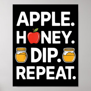 Poster Mergulho de Mel Repita Rosh Hashanah Judaico Engra