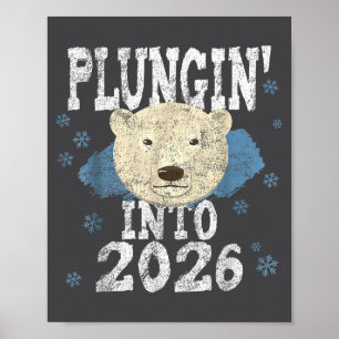 Poster Mergulho Lar Bear - Mergulhando no Ano Novo Frio d