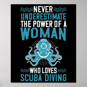 Poster Mergulho - Nunca Subestime a Mulher que Mergulha