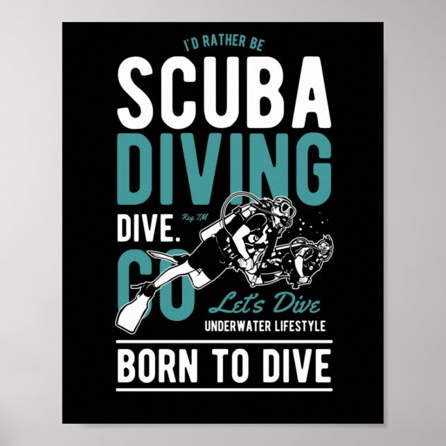Poster Mergulho Scuba Merge Disco Submarino Nascer Estilo (Frente)
