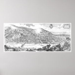 Poster MERIAN: Castelo de Heidelberg e Cidade Velha (1620