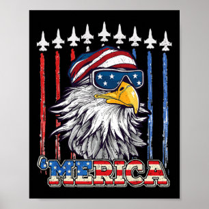 Poster Merica 4 De Julho Eagle Mullet Usa Flag Patriótico