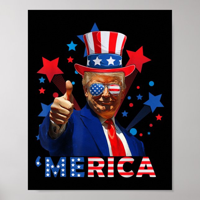 Poster Merica 4 De Julho Fireworks Funny Trump Independe (Frente)