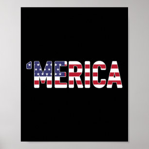 Poster Merica - Bandeira Patriótica EUA Estados Unidos Am