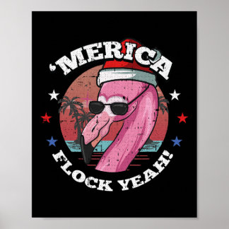 Poster Merica Christmas In July Cool Flamingo Summer Trop