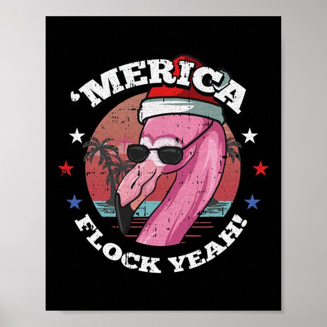 Poster Merica Christmas In July Cool Flamingo Summer Trop (Frente)