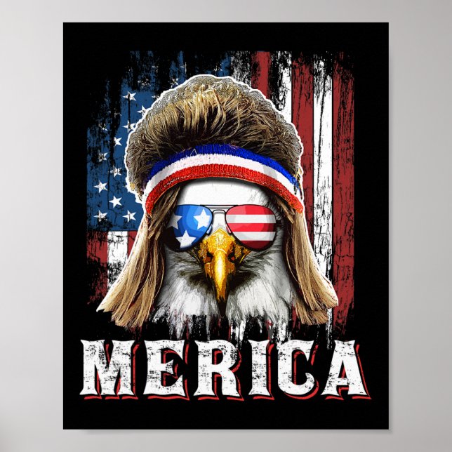 Poster Merica Eagle Mullet 4º De Julho - Estrela Da Bande (Frente)