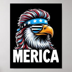 Poster Merica Eagle Mullet Sungles Eusa Flag Eagl