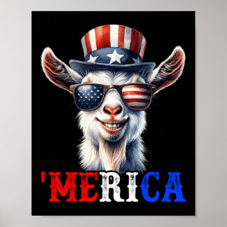 Poster Merica Goat Patriótico 4 De Julho Crianças Engraça