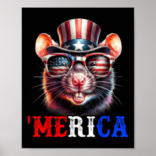 Poster Merica Rato Patriótico 4 De Julho Engraçado Crianç