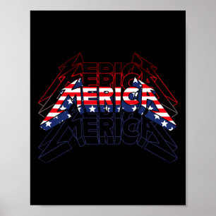 Poster Merica Rock Sinal 4 De Julho Vintage Flag American