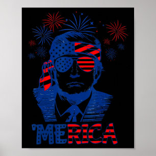 Poster Merica Trump Happy 4 De Julho Bandeira Americana T