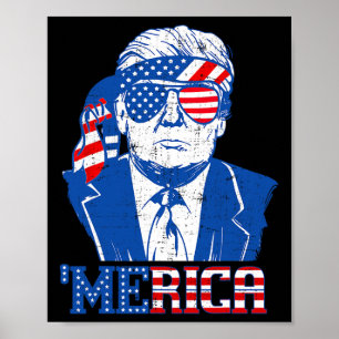 Poster Merica Trump Happy 4 De Julho Bandeira Americana T