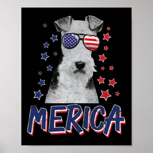 Poster Merica Wire Fox Terrier Dog 4 De Julho Presente No (Frente)