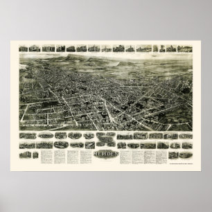 Poster Meriden, CT Mapa Panorâmico - 1918