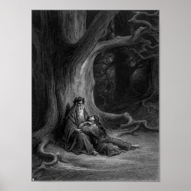 Poster Merlin e Vivien por Gustave Doré 1868 (Frente)