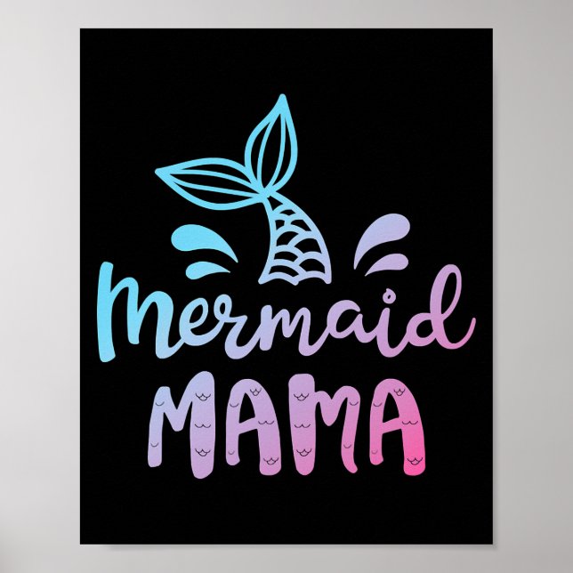 Poster Mermaid Mama Funny Women Mom Mommy Family (Frente)