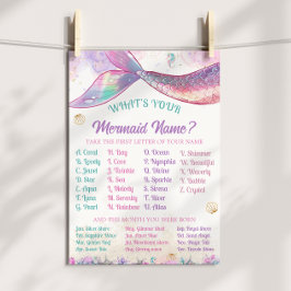 Poster Mermaid Name Game Pastel Ocean Girl