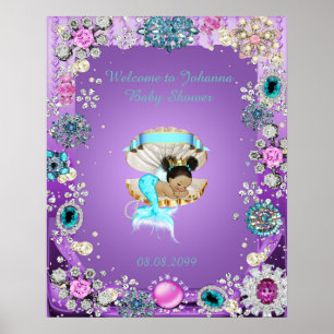 Poster Mermaid roxo, joias